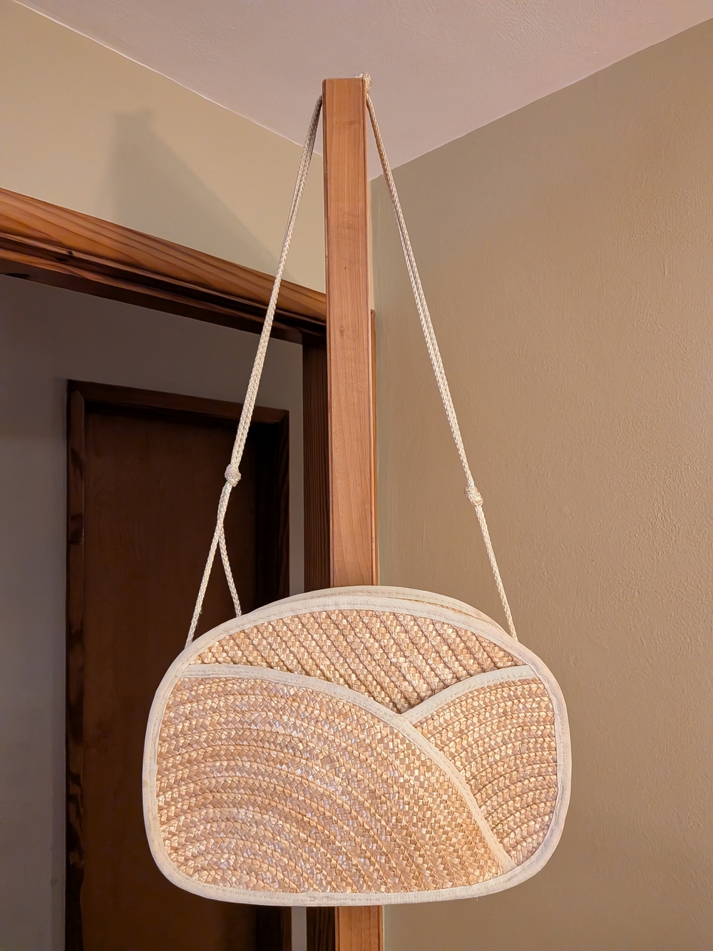 Woven Straw Crossbody Bag, Vintage